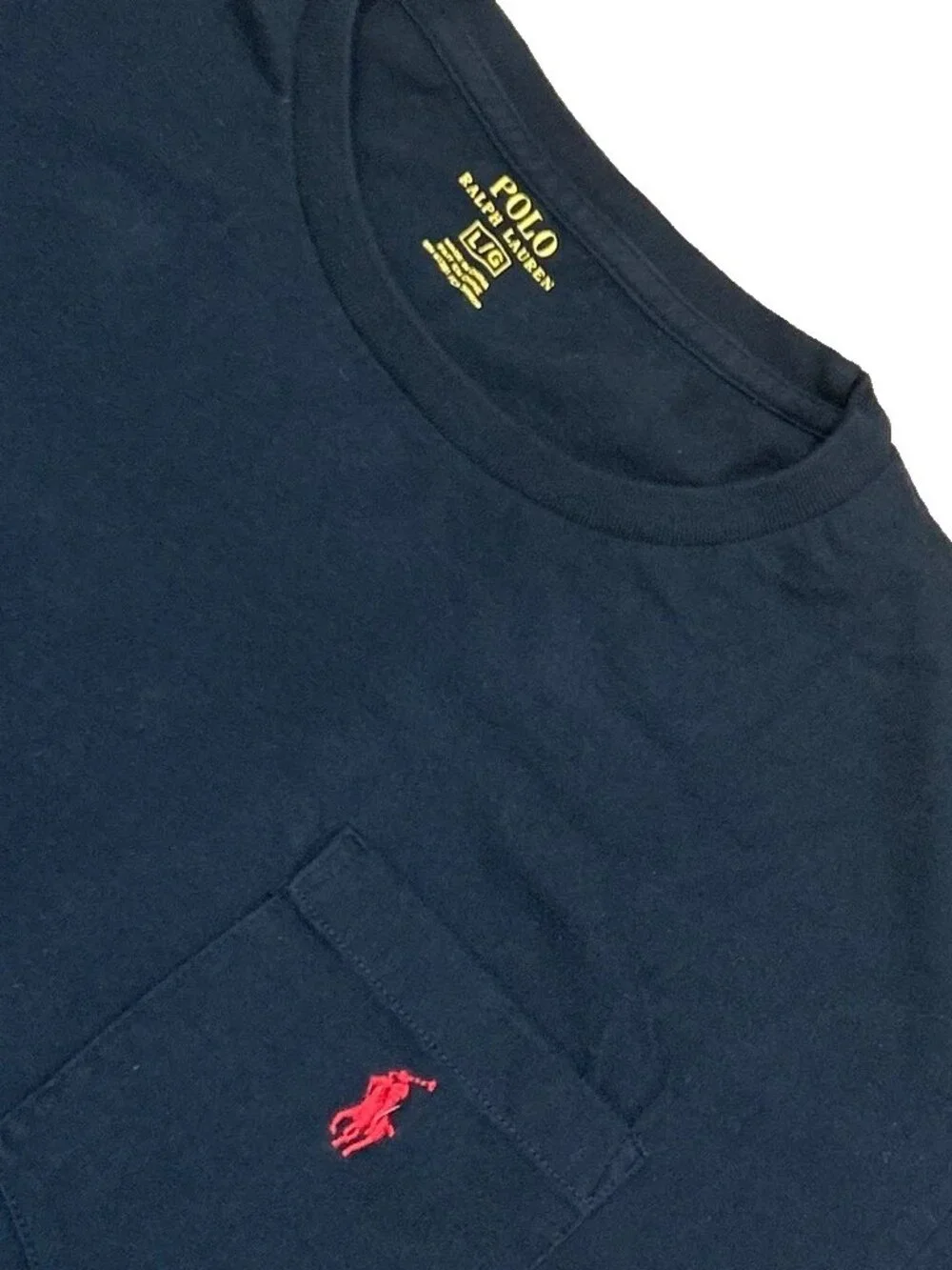 Polo Ralph Lauren T-Shirt Mens Large Black Short Sleeve Red Pony Logo Pocket